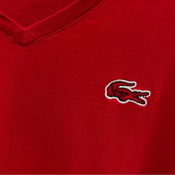 Lacoste ~ Men’s Red Classic V Neck Soft Cotton Jersey T-Shirt in size 8 (3XL) - Picture 6 of 13